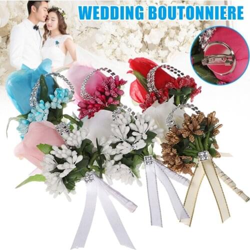 Wedding Fake Flower Corsage Lapel Pin Brooch Suits Boutonniere Decorative Brooch Home Decor Drop Shipping