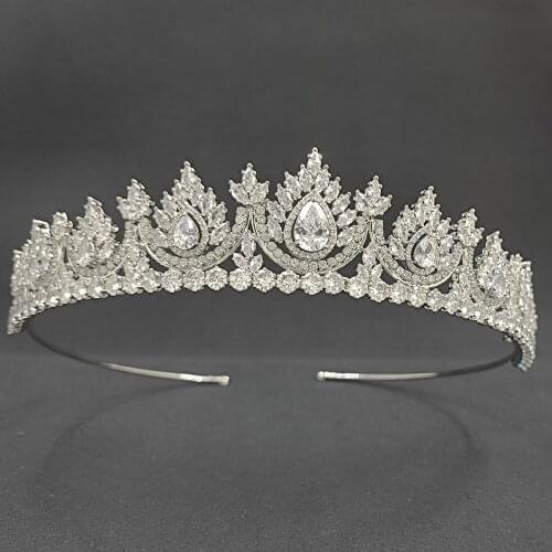 Full 5A Zirconia Classic Wedding Tiara,Crystal Bride Tiaras for Bride,Prom,Party Head Accessories FK68602