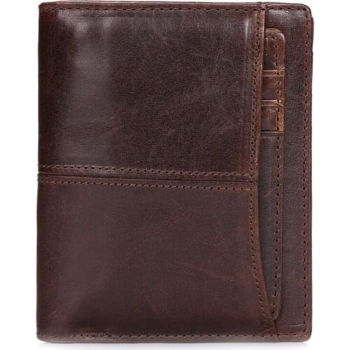 Vintage men wallets coin pocket Wax oil skin Handmade Leather Men purse Multi-Functional Genuine Leather carteira masculina