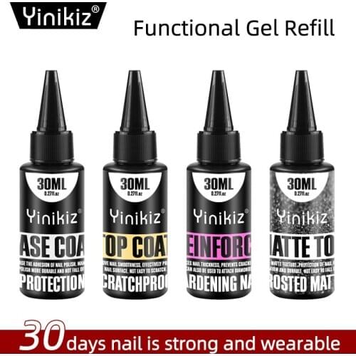 Yinikiz 30ml Nail Polish Gel Base Top Coat Gel Nail Polish Soak Off UV Gel For Nail Art Design Semi Permanent Hybrid Gule
