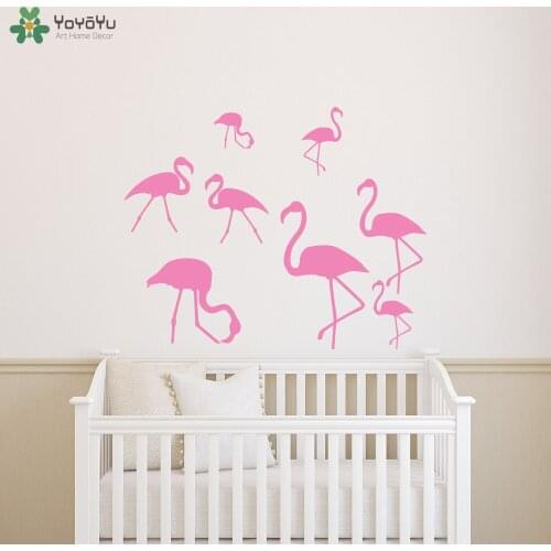 YOYOYU Wall Decal Flamingo Wall Stickers For Kids Rooms Vinyl Nature Animal Home Decor Interior Removable Pink Bird Mural SY623