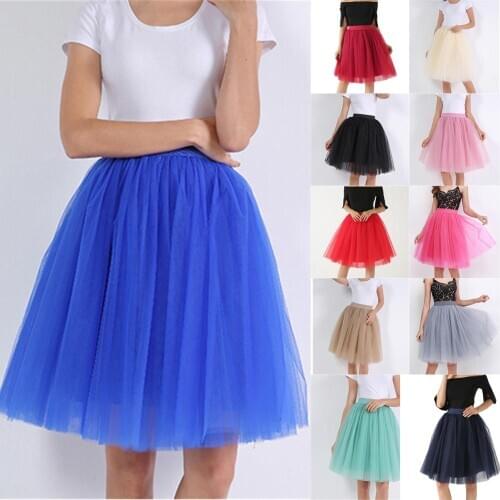 YUNUO 7 Layered Tulle Skirts Womens High Waist Swing Dolly Wedding Underskirt Mesh Tutu Summer Midi Skirt A Line Petticoat