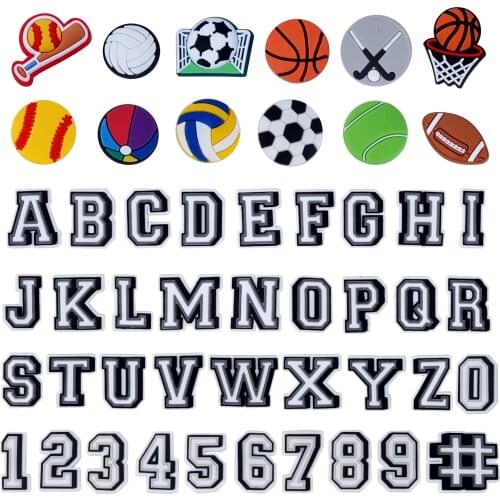 49pcs Funny Ball Letter Number Shoe Charms Buckles For Clogs Sandals Children Shoes DIY Accessories Decoration For Kids Gifts