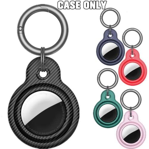 Protective Case For Apple AirTags Carbon Fiber Pattern Hangable Keychain Locator Tracker Cover Air Tags For Airtags Case