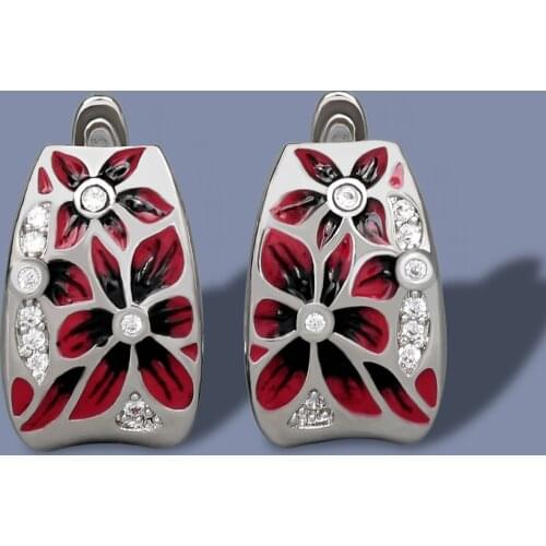 New Simple Red Epoxy Flower Womens Earrings New Handmade Enamel Womens Earrings Wedding Bridal Earrings Party Jewelry