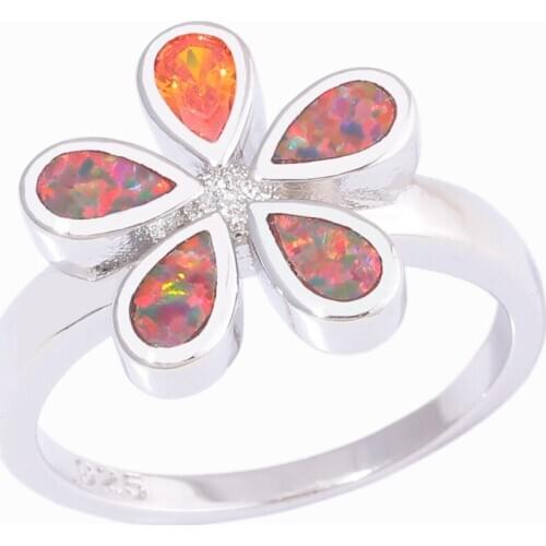 CiNily Created Orange Fire Opal Orange Stone Zircon Silver Plated Wholesale Hot Sell Women Jewelry Ring Size 6-9 OJ9621
