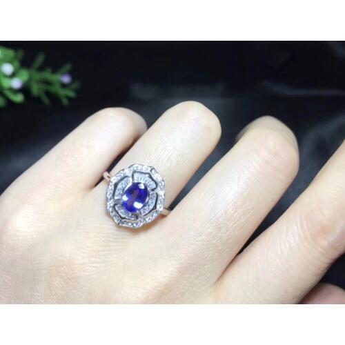 Natural Tested Tanzanite Gemstone Ring, 925 Sterling Silver, 5*7mm Birthstone Jewelry, Wedding Anniversary Ring for Women FJ275