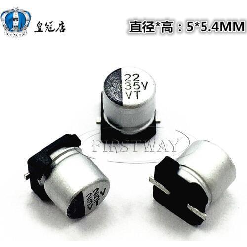 100PCS/LOT SMD aluminum electrolytic capacitor 35V 22UF 35V 226 5*5.4MM 5*5MM with polarity