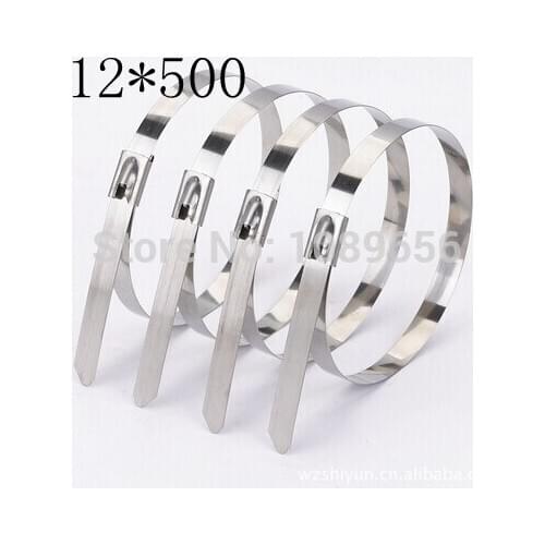 100PCS 12*500 mm stainless steel CABLE TIES LOCK TIE WRAP Corrosion Resistance