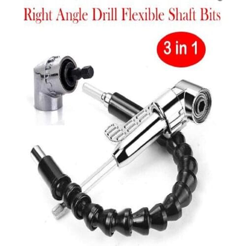 105° Long/ Short Right Angle 1/4" Head Screw Driver Flexible Angle Extension Bit
