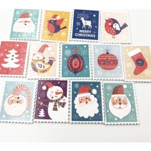 20pcs Merry Christmas Rectangle Wood Scrapbooking Sewing Button 38*30mm WB558