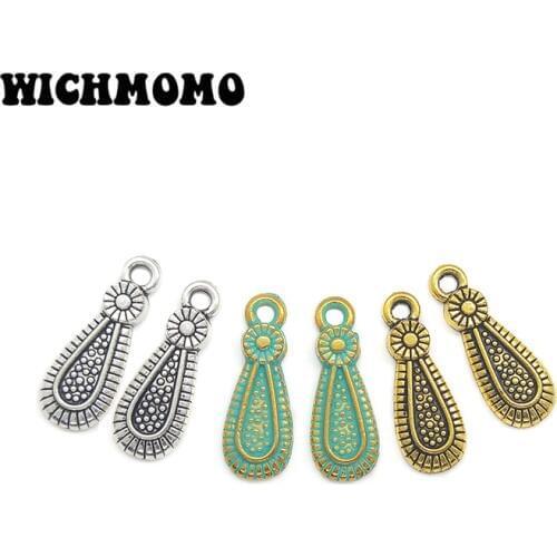 30pcs 20MM Retro Patina Plated Zinc Alloy Green Water Drop Shape Charms pendants For DIY Jewelry Accessories