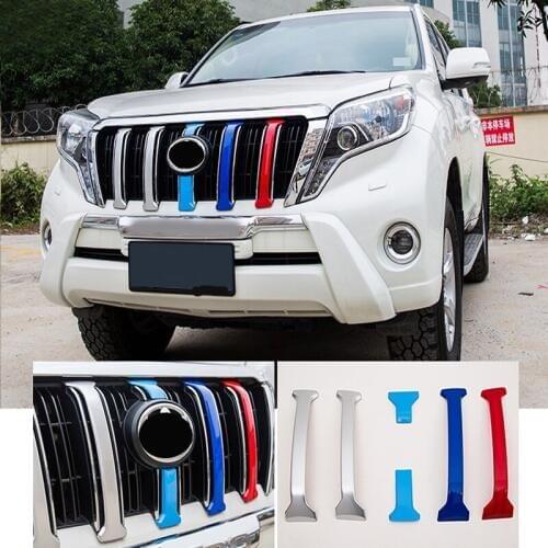6PCS Chrome Front Grille Cover Trims For Toyota Land Cruiser Prado FJ 150 FJ150 150 Accessories 2014 2015 2016 2017