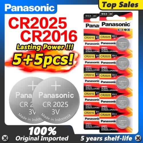 PANASONIC 5pcs original cr 2016 cr2016 + 5pcs cr 2025 cr2025 3v button battery cell battery for watch electronic toys