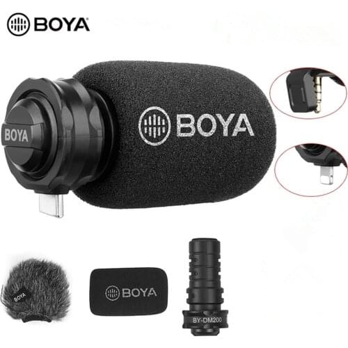 BOYA BY-DM100 DM200 A7H Digital Condenser Microphone For iPhone 12 Samsung S21 Type C Andriod IOS Phone iPad iPod 3.5mm