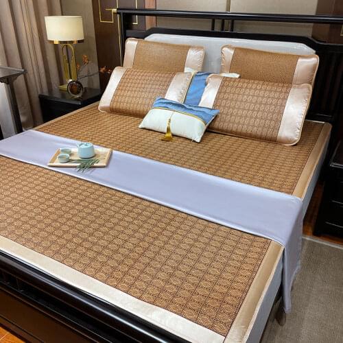 Smooth Rattan Bed Mat Adult Kids Summer Cool Cozy King Size Sleeping Mat Breathable Folding Portable Bed Protection Pad