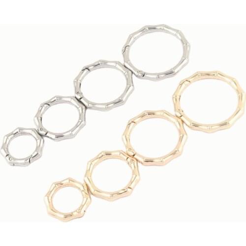 20-38mm Gold Spring Round Bamboo O Ring Gate Jewelry charm Snap Hook,Metal Purse Handbag Hardware Bag Push Clasp Webbing clip