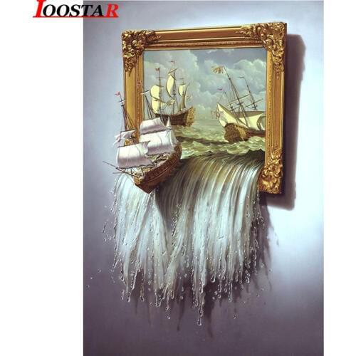 5D Needlework Sail Ships Wavy Sailing frame picture DIY Diamond Painting Mosaic ship cross stitch full diamond Embroidery wall