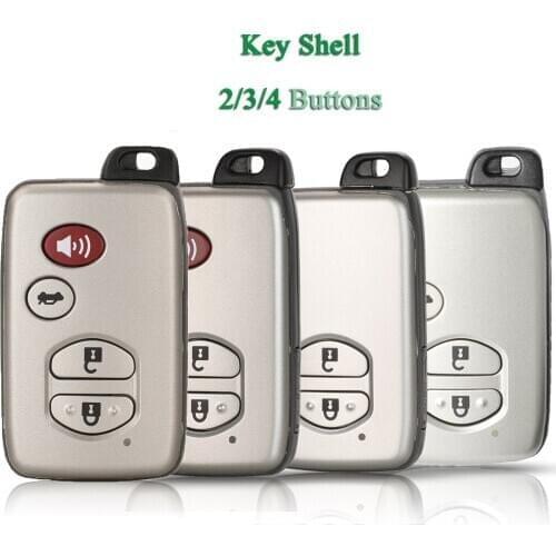 Bilchave 10pcs Remote Car Key Shell Case Fob For Toyota Camry Smart Key Case Caver 2/3/4 Buttons With Uncut Blade Replacement