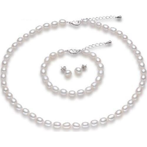 Fashion Real Freshwater Pearl Necklace Bracelet Earrings Jewelry Set, Nice Jewelry Set, Exquisite Bridal Wedding Jewelry Set