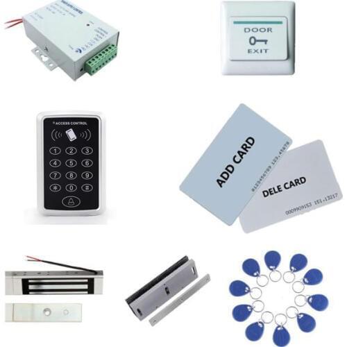 Access control kit,access control+ power+180kg magnetic lock+180kg U-Shape+exit button+2 manage card,10 keyfob ID tags,sn:set-4