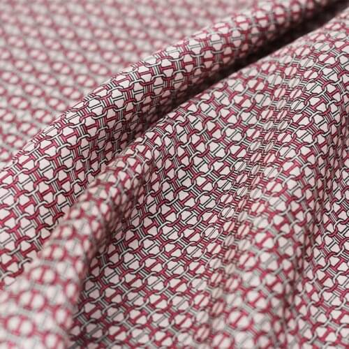 Red Raspberry 9momme Pink Chain Printed Silk Habotai Fabrics Materials Summer Women Shirt Dress DIY Sewing Cloth Freeshipping