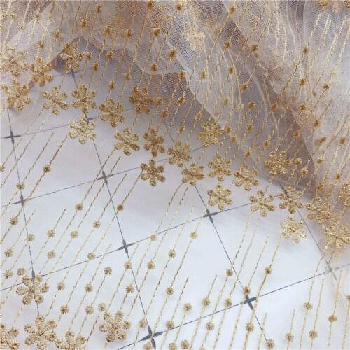 1Yd Gold White Pink Milk silk Polyester Embroidery Lace Fabric Clothing Accessories Dress Net Red Flowers Net Yarn 115cm width