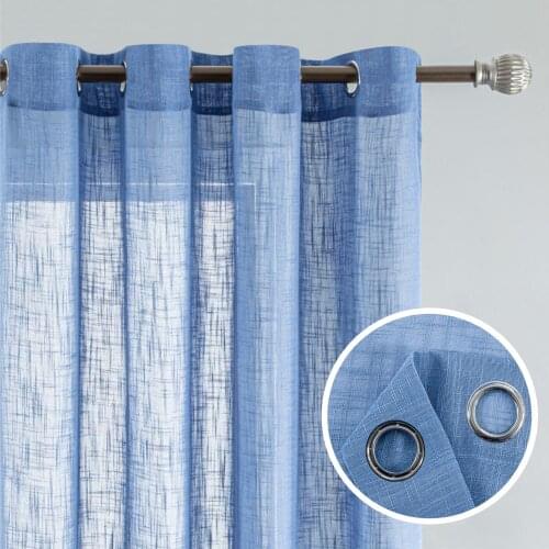 Linen Sheer Curtains for Living Room Bedroom Window Decoration Solid Color Cotton and Linen Tulle Curtains White