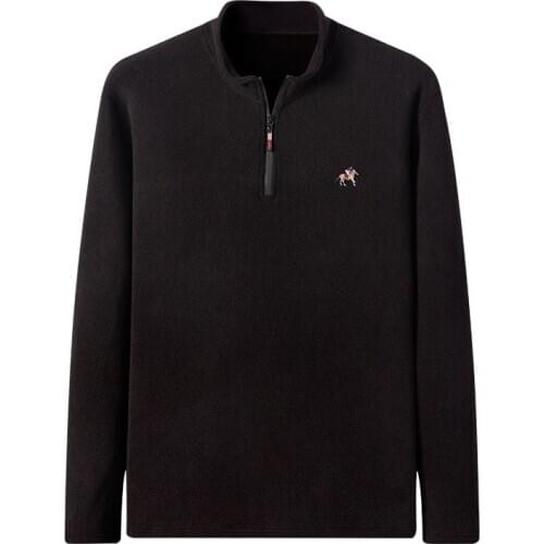 Autumn and Winter Mens Clothing Shake Grain Solid Sweatershirts Business Casual Warm High Collar Top Clothes Outdoor Windproof