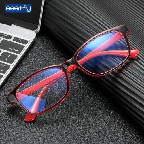Seemfly New Myopia Glasses For Men and Women Finished Square Frame Eyeglasses Unisex With Degrees -1.0 -1.5 -2.0 -2.5 -3.0 -3.5