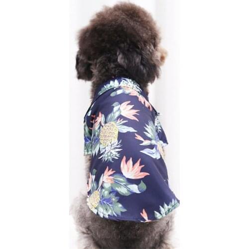 Dog Clothes Summer Beach Shirt Dog Cute Print Hawaii Beach Casual Pet Travel Shirt Pineapple Floral Short Sleeve Dog Cat Blouse