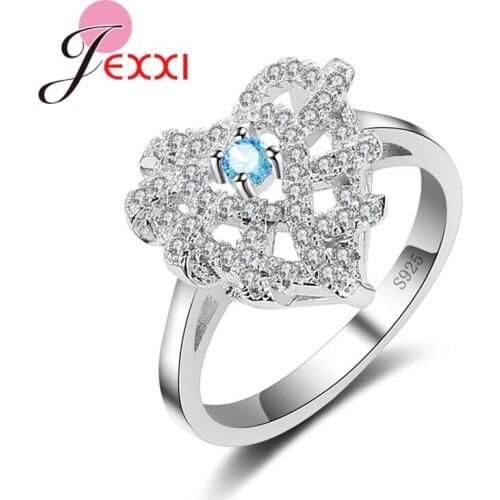 Wholesale Bridal Wedding Ring Jewelry 925 Sterling Silver Hollow Out Heart Cubic Zirconia Rings For Woman Accessories