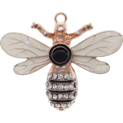 20pcs/lot Crystal Bee Charm Rhinestone Bee Pendant Necklace Animal Pendant