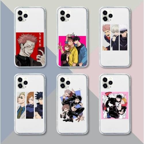Anime Jujutsu Kaisen Phone Case Transparent For iPhone 12 11 pro mini XS XR X max 5 6 s 7 8 plus Soft TPU Clear Mobile bags