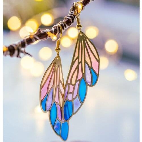 Modern Womens Earrings 2021 Gradual Change Fairy Grunge Colorful Wing Jewelry Sets Dream Butterfly Wings Hanging Earrings