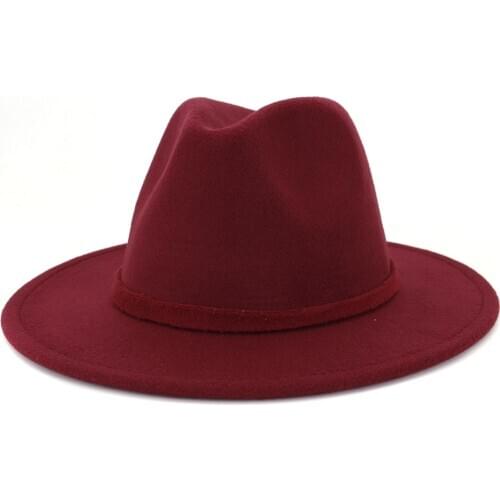X3002 Classic Jazz Hat New Style Autumn and Winter Woolen Hat Simple Felt Broad-Brimmed Hat Fashion Flat-Brimmed Cap