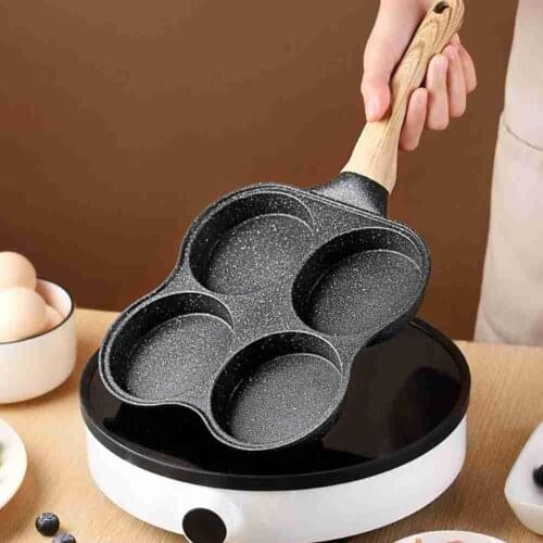 Non-Stick 4 Hole Omelet Egg Pan Frying Burger Pans Breakfast Cooker Pancake Maker For Induction Gas Stove Home Kitchen Cookware