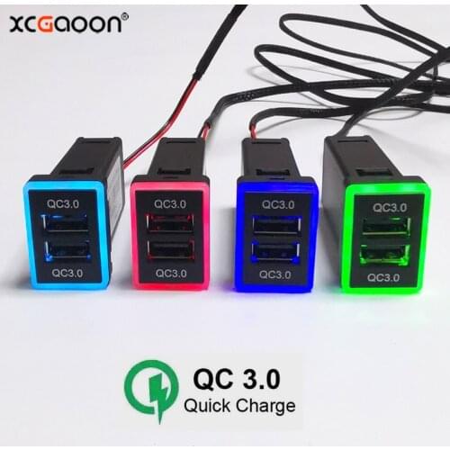 Special QC3.0 Quick Charge Dual USB Interface Socket Car Charger Adapter For TOYOTA, 4 Colors, Fit Size 33x23mm