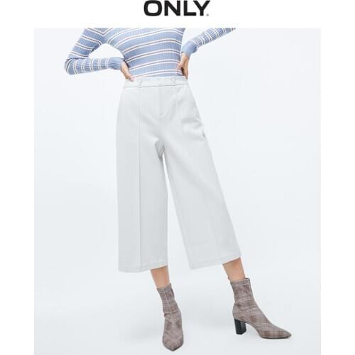 ONLY Womens Straight temperament cropped casual pants loose wide-leg pants | 11946J501
