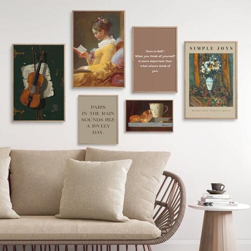 Vintage Parisian Wall Art Gifts for Book Lovers Posters and Prints Pictures Room Decoration Decorative Paintings for Home Decor