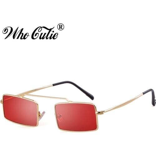 WHO CUTIE Small Rectangular Vintage Sunglass Women Fashion 90s Sunglasses Men Brand Designer Retro Sun Glasses Lady Shades OM781