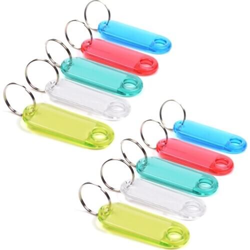 Different Colors Transparent Coded Key Tag with Label Window Ring Holder (Pack of 10)
