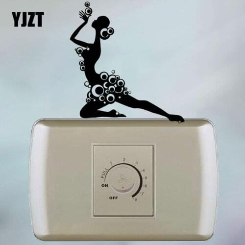 YJZT Bubbles Naked Silhouette Girl BLACK Wall Sticker Home Bedroom Switch Decal 8SS-2658