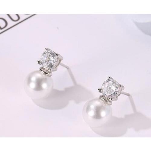 Pearl Zircon Earrings Sweet Temperament Wild Fashion Crystal Stud Earrings For Women Earing Earings Jewelry Earring Pendientes