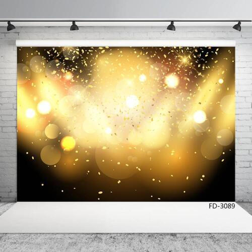 Golden Sparkle Flare Bokeh Photographic Background Vinyl Cloth Backdrop for Children Baby Lovers Prom Photoshoot Photo Studio