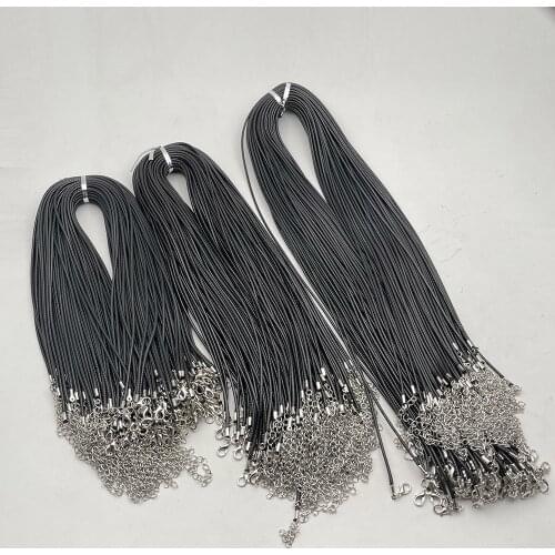 Fashion 1.5MM 2.0MM 45cm 60cm 70cm mixed black Wax rope lobster clasp necklace lanyard Jewelry pendant cords 100pcFree shipping