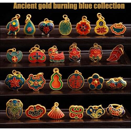 1PC Original Design Chinese Culture Enamel Porcelain Craft Necklace Pendant Luxury Charm Craftsmanship DIY Jewelry Accessories