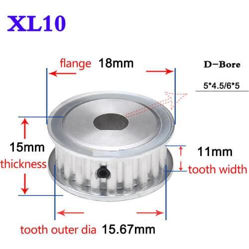 1Pcs XL10 Teeth Synchronous Wheel D Bore Timing Belt Pulley Width 11mm Synchronous Gear Motor Timing Belt