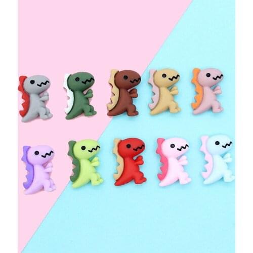 100 Pcs Cartoon Resin Dinosaur Accessories 21*14MM Cute Animal Dinosaur Flat Back Pendant DIY Hair Accessories Earrings Charms