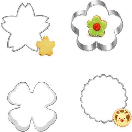 4pcs Kitchen Products Salad Ring Egg Biscuit Cookie Cutter Tools Pastry Moulds Gadgets Stainless Steel Baking Mold Fondant Party